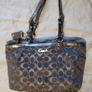Coach Metallic Gallery Signature Black Tote
